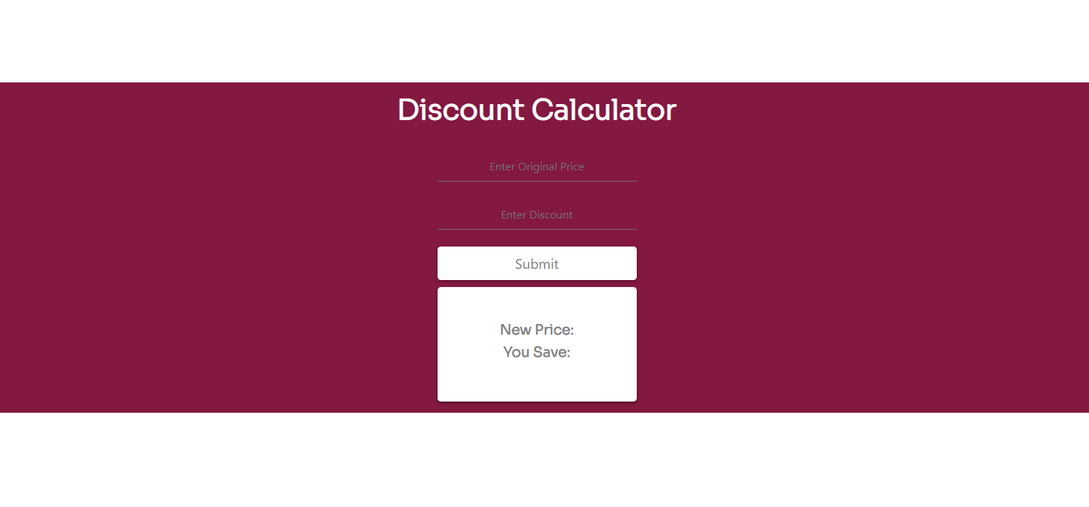 Discount Calculator>
                            <div class=